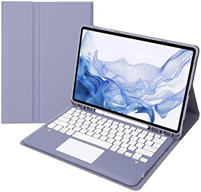 Para Samsung Tab S8+/ S8 Plus/ S7 Fe/ S7 Plus Caixa do teclado- Touchpad Teclado Teclado com tampa de caneta S para Galaxy Tab S8 Plus 2022/ S7 Fe 2021/ S7+ 2020 Tablet, roxo