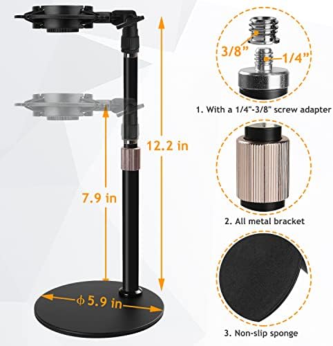 AT2020 Microfone de mesa de mesa com suporte de choque, pára -brisas de espuma e filtro pop suporte de microfone ajustável com