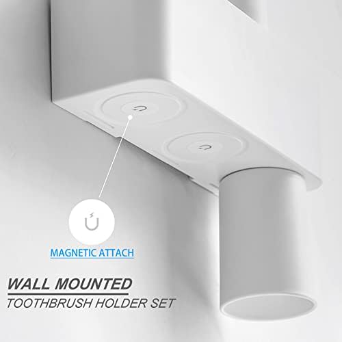 Por escove de dentes, montado na parede para o banheiro, suporte para escova de dentes de 1/2/3 de xícaras com orifício