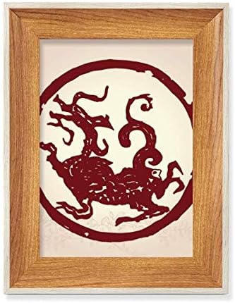 McJs Chinese Dragon Animal Circle Retrato Desktop Wooden Photo Frame Display Picture Painting vários conjuntos