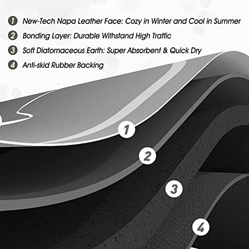 Tapete de banho | Plant Tree Diatomácea Terra Super absorvente Rápido Ranco de banho preto e branco não deslizante, tapetes