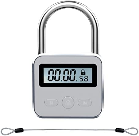 Padlock de tempo de metal - 99 horas no máximo com exibição LCD Micro USB recarregável