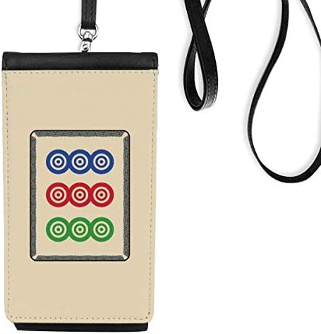 Mahjong Circle Dots 9 Tile Pattern Phone Phone Cartle Purse pendurada bolsa móvel bolso preto bolso