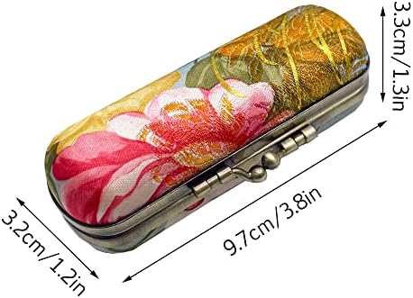 Miao Jin 2pcs Caixa de batom com chapstício espelhado Caixa de armazenamento Beijo Lock of Iron mini portátil vintage Floral