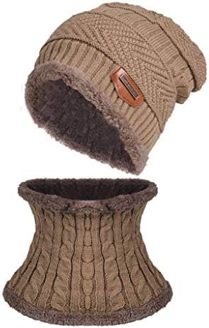 Hapéu de chapéu de gorro de malha de inverno masculino e gola de silencioso de inverno de malha masculino, mais chapéu de chapéu liso