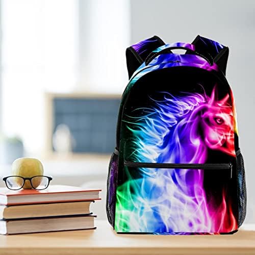 Mochila de laptop VBFOFBV, mochila elegante de mochila casual mochila saco de ombro para homens mulheres, cavalo de animal arco -íris fogo colorido