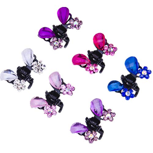 Adiasen 6pcs mini design de flores de cristal para mulheres acessórios de clipe de garra de cabelo feminino franja
