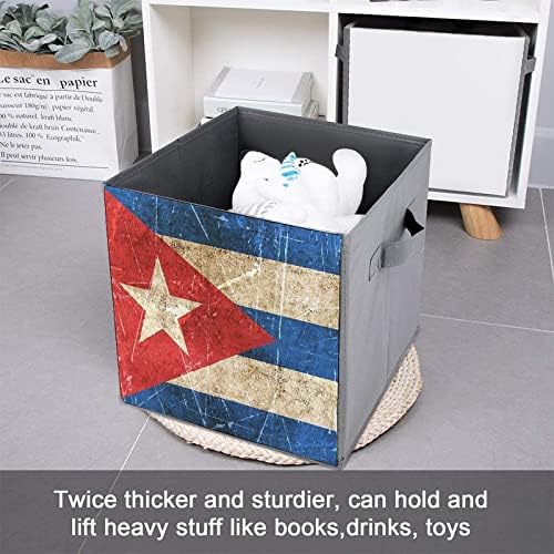 Bandeira cubana vintage PU PU Couca de caixa de armazenamento dobrável Cobo de lona cuba com alças