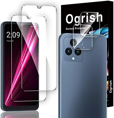 Ogrish [2+2 protetor de tela de embalagem para T-Mobile Revvl 6 5G e protetor de lente da câmera-vidro temperado, impressão anti-dedicação, prova de quebra, clareza em HD