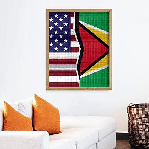 Kits de pintura de diamante decorativos da bandeira americana e da Guiana