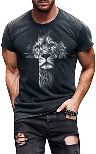 BEUU Mens Soldado T-shirts de manga curta, fé de verão Jesus Cruz Cross Lion Print Slim Fit Athletic Muscle Tee Tops
