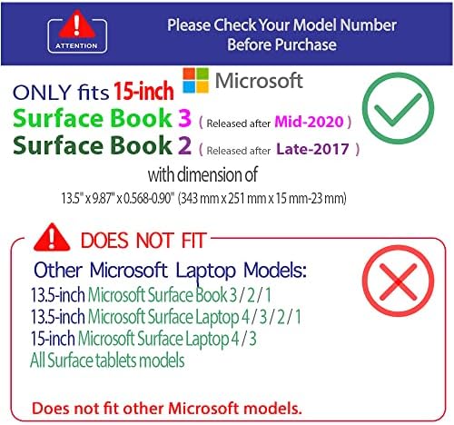 McOver Case Compatível para 2017 ~ 2022 15 Microsoft Surface Book 2/3 Com apenas uma tela de comprimido destacável - Limpo