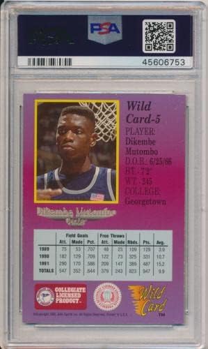 1991 Wild Card Dikembe Mutombo 1000 Stripe Card 5 Georgetown PSA 8 Pop apenas 2 - Cartões de basquete não assinados