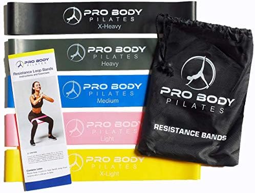 Probody Pilates Exercício Ball e 5 Bandas de Loop de Resistência - Bala de equilíbrio profissional e bandas de exercícios para pilates,
