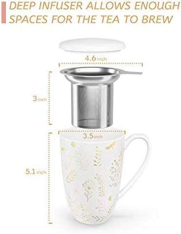 Copo de chá imaculife com infuser e caneca de chá com tampa - Teaware com filtro de 16 onças de halloween/presente de aniversário,