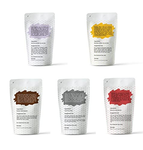 Presente de Yogi - Celebrando Multi Pack de Saúde | 5 argilas naturais + argila roxa brasileira para pacote de rosto