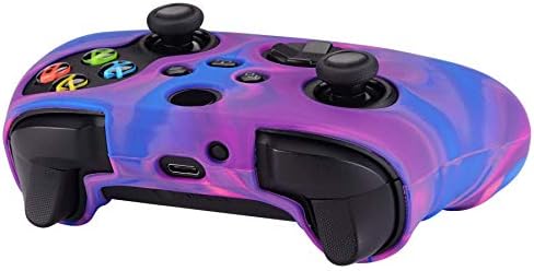 Playvital Tri-Color Pink & Purple & Blue Camouflage Anti-Slip Silicone Capa Skin para Xbox Series X Controller, protetor de caixa de borracha macia para o controlador Xbox Series S com tampas de preso preto