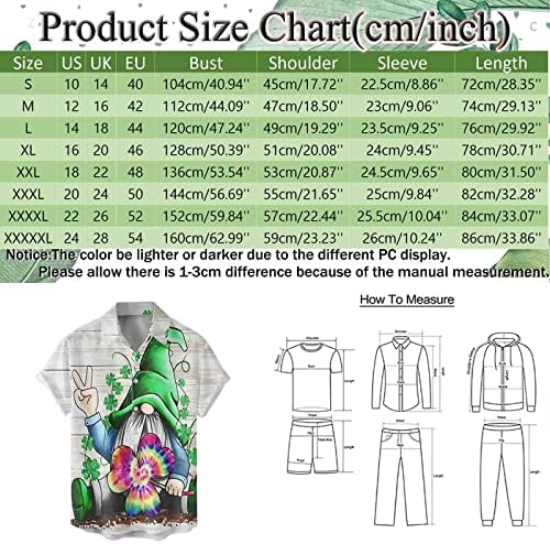 Wocachi St. Patrick's Day Mens Button Down Down Diretas de manga curta Tops de praia casual Green Green Plus Size Bowling