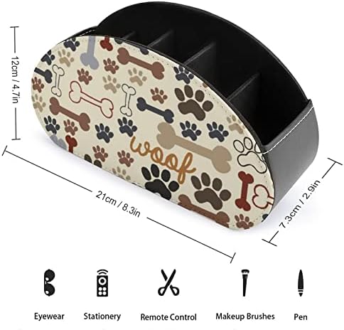 Puppy Dog Paw Bones Modern Remote Control Holder com 5 Compartamentos PU Organizador de Office Muti-funcional de couro