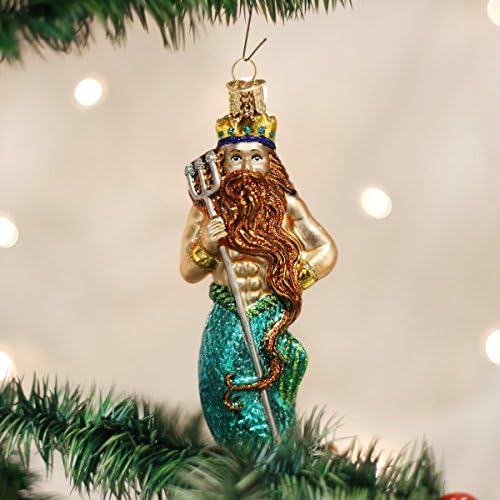 Ornamento de vidro do peixe -boi antigo de Natal para a árvore de Natal