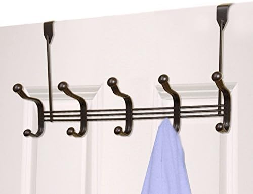 Noções básicas sobre o organizador da porta, rack de 5 gancho para casacos, chapéus, vestes, toalhas, quarto, armário e banheiro, bronze