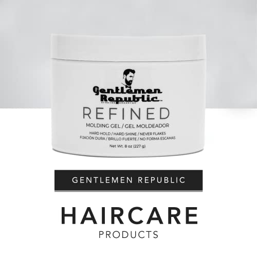 Gentlemen Republic 8oz gel refinado - fórmula profissional para brilho e retenção de 24 horas, resistência à umidade, sem álcool e nunca flocos, feitos nos EUA