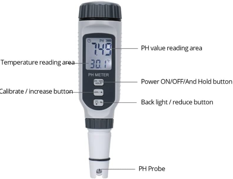 ZYJBM Pen do tipo de caneta profissional medidor portátil de água portátil Tester acider ácido para aquário acidímetro água pH medidor de acidez