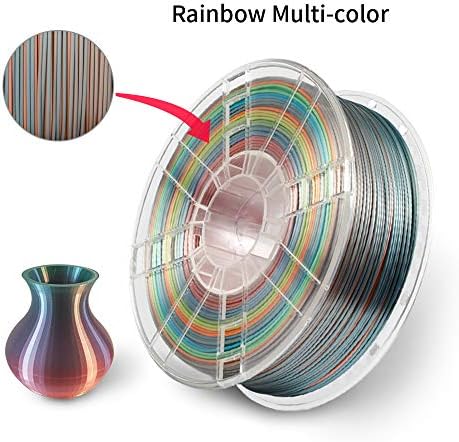 Filamento de arco -íris de seda filamento de 1,75 mm Filamento de impressora 3D multicolorido brilhante, PLA Rainbow Multicolor,