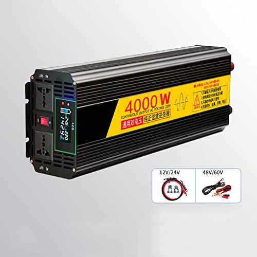 Inversores de potência de onda senoidal pura 4000watt 12V/24V/48V/60V DC para AC 220V 2 AC Display LCD adequado para uso em casas de carros