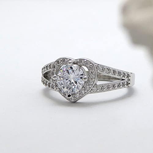 Yistu anéis baratos para mulheres noivado em forma de coração Princesa Princesa Diamond Ring Zircon Rings femininos Tamanho do conjunto de anel 11