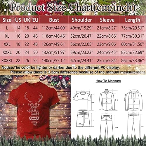 Camisetas de Natal para homens Xmas 3D Mangas curtas de mangas curtas Sortos da tripulação Camisas casuais