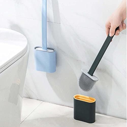Escova de vaso sanitário de silicone dingq com suporte de escova de vaso sanitário - conjunto de descarga de plástico