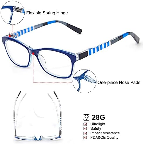 Óculos de 3 óculos de leitura leves para mulheres com dobradiça de primavera