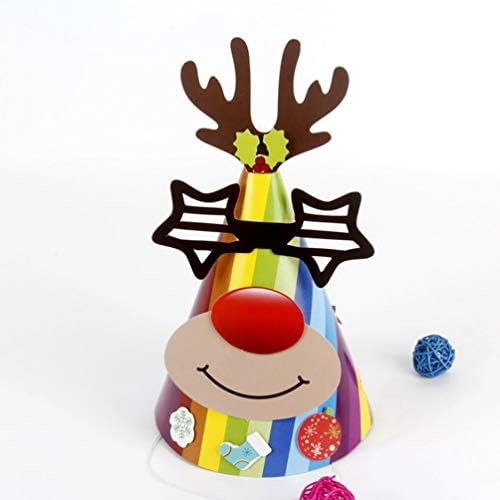 NUOBESTY YULE GUESS 4PCS Christmas Craft Paper Hat Cartoon Decorativo Diy Papel Cap Cosplay Costura