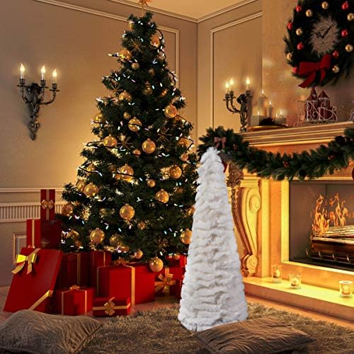 Besportble Home Decor 2pcs Christmas Frost árvores de gelo tecido de pelúcia em pé de neve branca neve modelo de árvore de árvore cena de layout de suporte de suporte