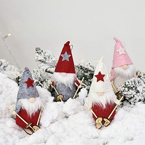 Walbest Christmas Holding Decor Gnome Skiing Santa Doll Holding Pingnder Party Natal Tree Decoration