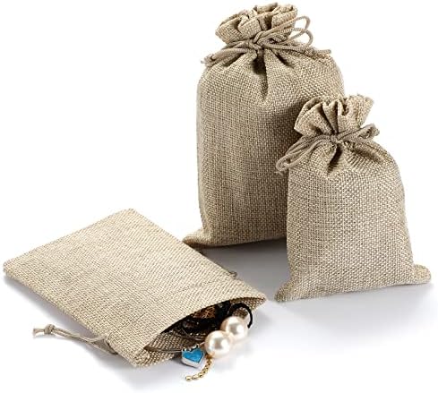 Bolsas de estopa com cordão, 4x6 polegadas Bolsa de jóias de bolsas de tração de estopa de 4x6 polegadas para favores de casamento