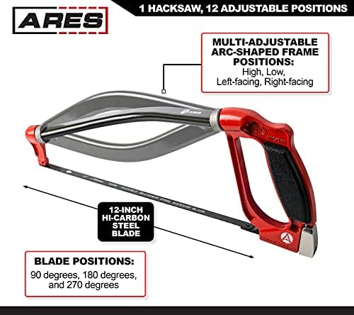 ARES 70098-3D Hacksaw Professional-Moldura de arco com vários ajustes-Posição da lâmina de vários ângulos-lâmina de