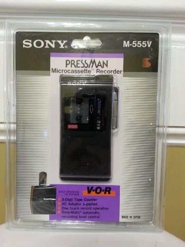 Sony Pressman Microcassette Recorder M-555V com gravador operado por voz automaticamente registra o som da sua voz e faz uma pausa