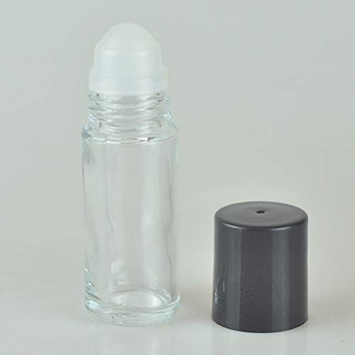 Constore 4 PCS 30 ml de desodorante garrafas de rolos de vidro com rolos de rolos de plástico tampa preta de massagem à prova de vazamento em recipientes de garrafas