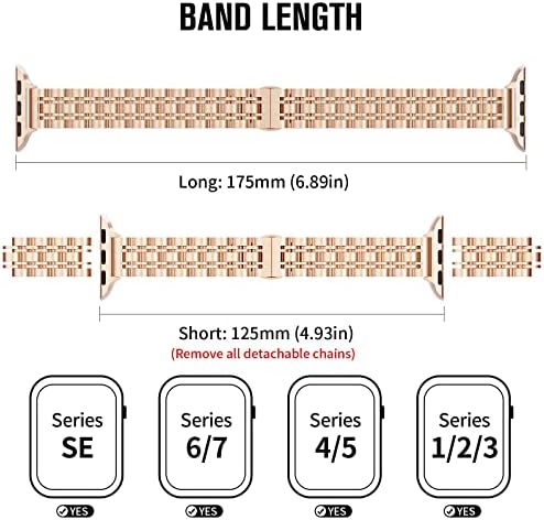 Aicumuza Slim Metal Watch Bands compatíveis com Apple Watch 41mm 40mm 38mm 45mm 42mm 44mm 49mm, link de corrente de aço inoxidável