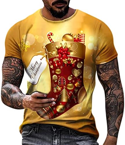 Camisetas de manga curta de Natal de Wocachi para homens, 2022 Funny Xmas Santa Claus o Pescoço Tops Terreira Tshirt Designer