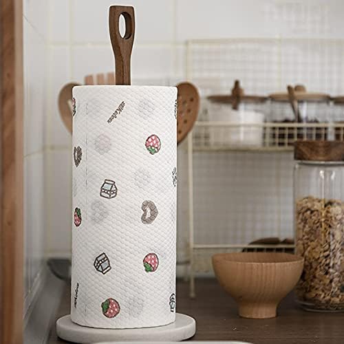 Porta de toalha de papel qffl com alça, suporte de rolo de tecido de banheiro em pé, base de mármore branca com peso pesado,