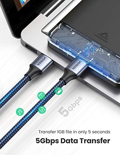 UGREEN USB 3.0 A a um cabo de 3 pés USB para USB masculino para nylon masculino Tipo A para digitar um cabo compatível