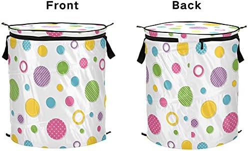 Alaza 50 L cesto de cesto de lavanderia pop-up com tampa e alça, círculos coloridos bolinhas de pão colapsível cesto