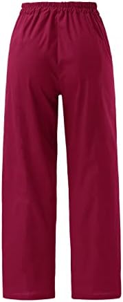 Calças casuais femininas tamanho 16 calças de cor sólidas femininas estampas de flores calça calças de cintura elástica de largura de