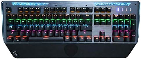 Teclado de jogos mecânicos de jogos de 104 teclas Gowenic 104, teclado de retroiluminação de arco -íris LED teclado USB com interruptor