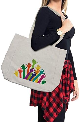 Bolsa de compras coloridas de Ambesonne, silhueta de cor animada da Hands Husship Husshge Tremas Future Themes, bolsa reutilizável