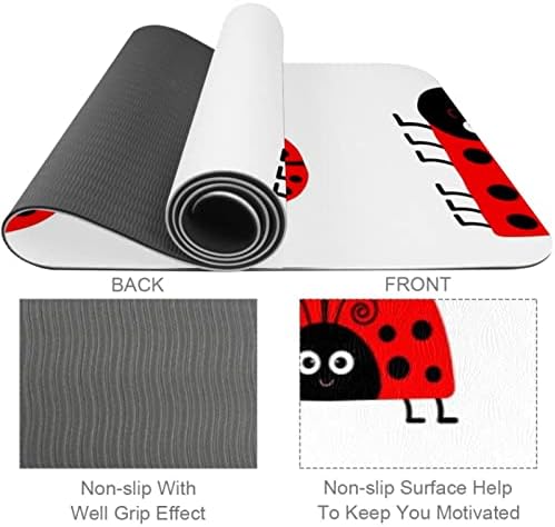 Yoga Mat 72 x 24 Ladybug Ladybird Icon Set Eco Friendly Non Slip Fitness Exercless Tapete para pilates e exercícios de piso
