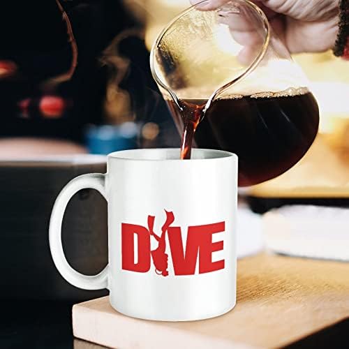 Mergulhar mergulho com impressão caneca caneca cofler de café xícara de chá de chá engraçado com design de logotipo para o escritório em casa homens - 11 onças brancas